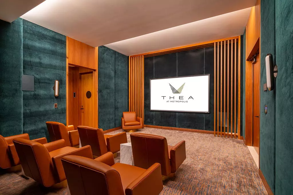 Large Screening Room at THEA residences in Downtown Los Angeles