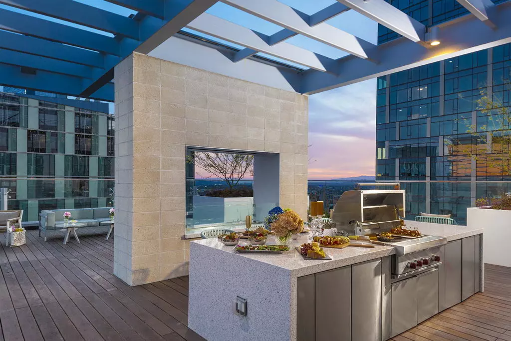 BBQ area at THEA residences in Downtown Los Angeles